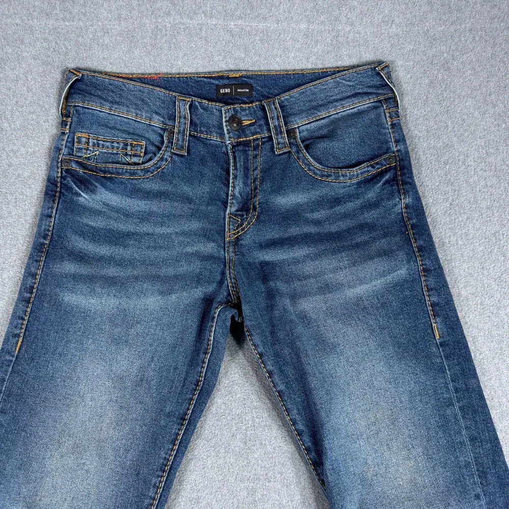 True Religion Geno Relaxed Slim Fit Mens Jeans 32x34 Cotton Thick Stitch